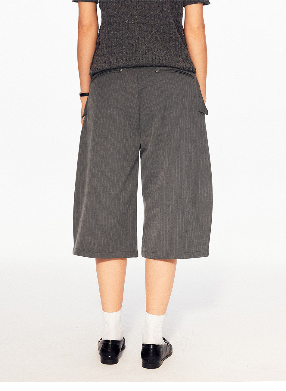 Striped Pleated Shorts