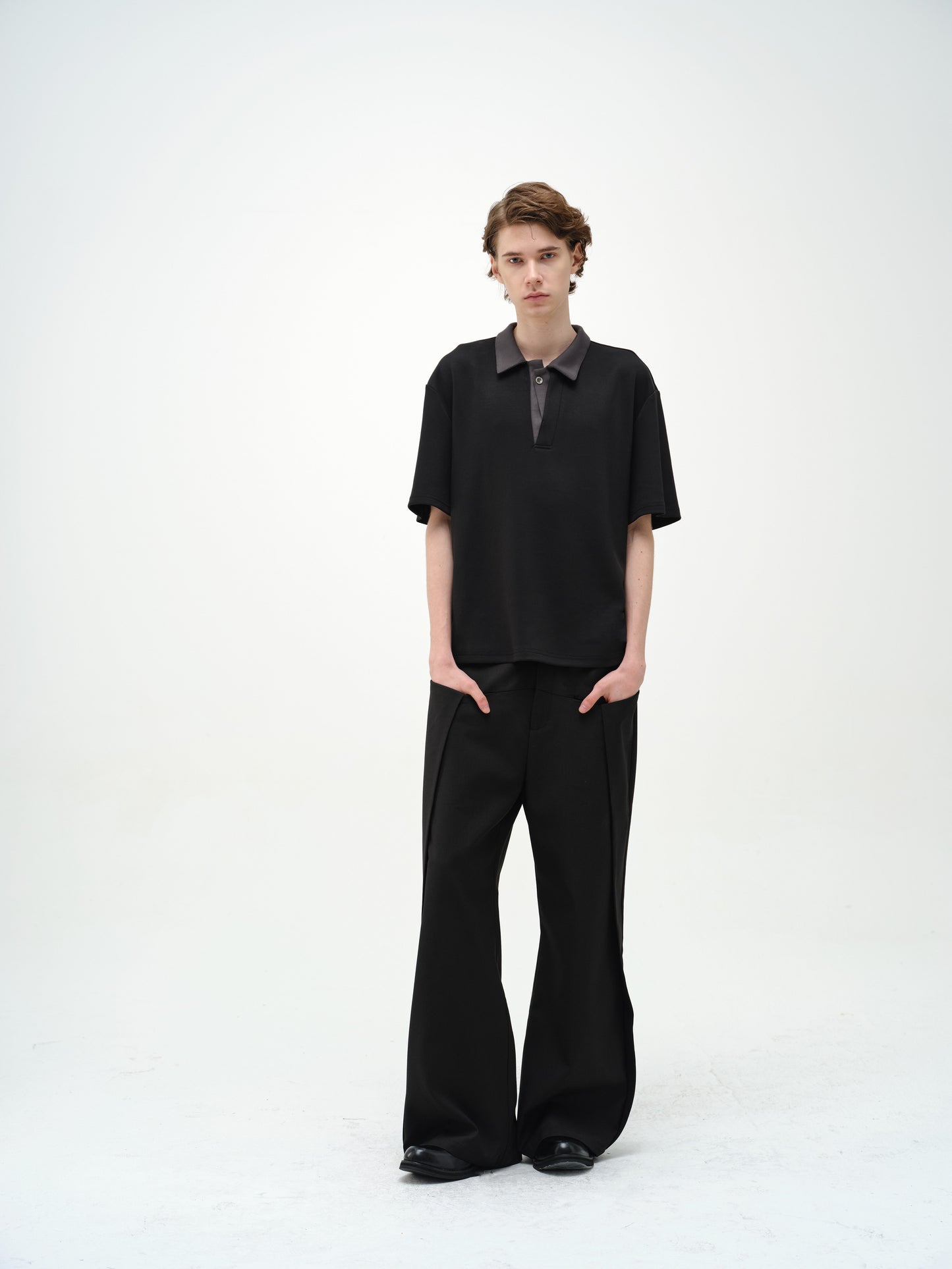 Single-button polo shirt