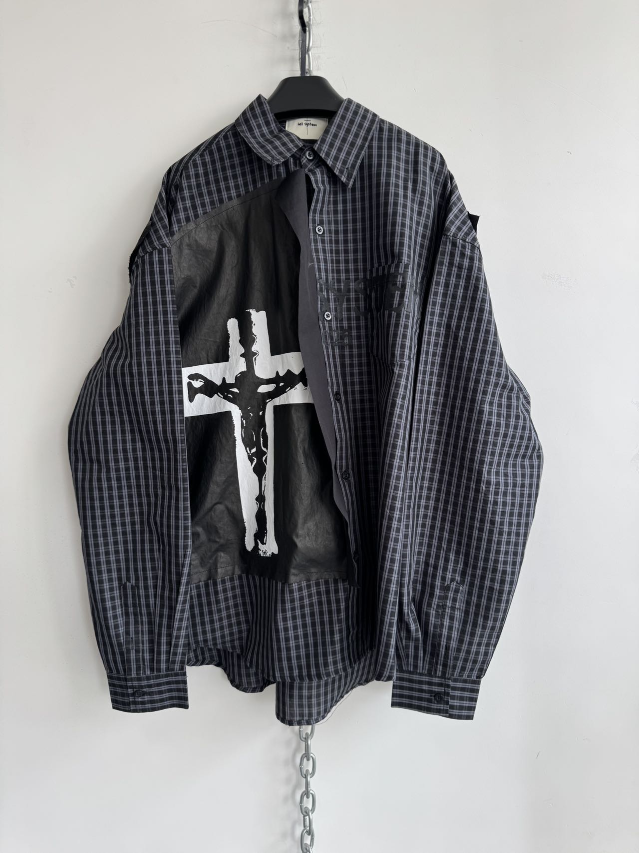 Loose-fitting pure cotton check shirt