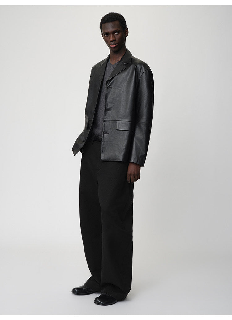 Curved Straight-Leg Casual Pants