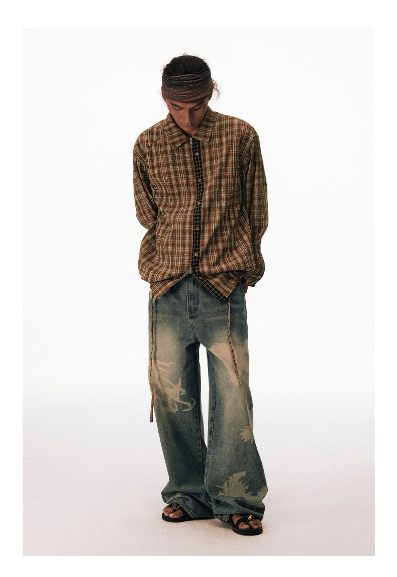 Checkered Zippered Drawstring Shirt