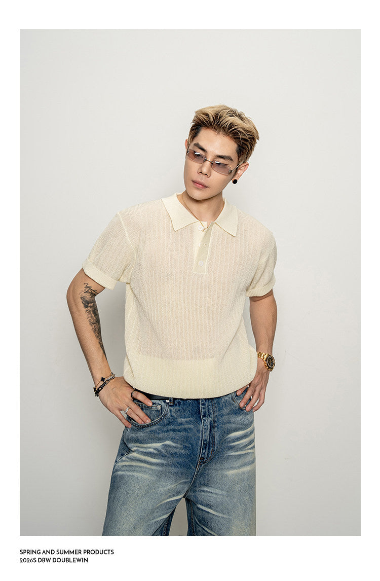 Slightly sheer polo shirt