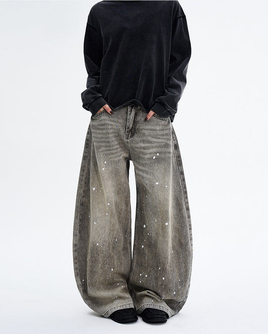 Paint Splatter Design Curve Blade Jeans