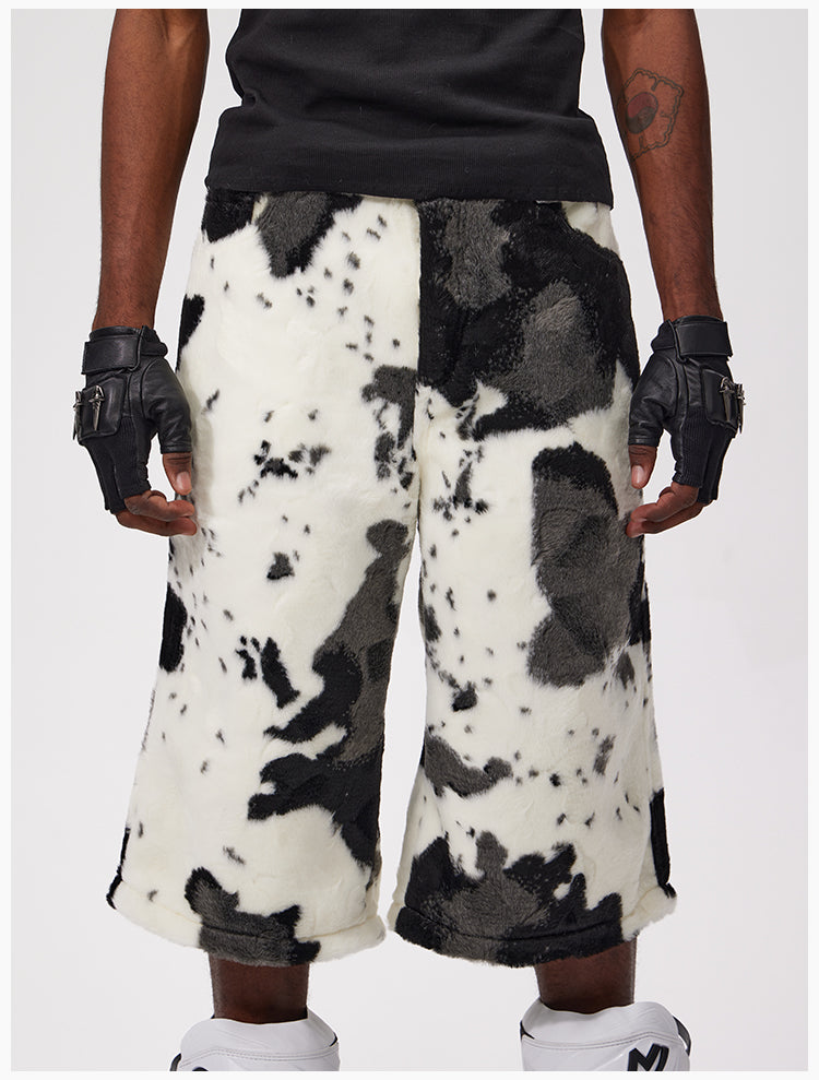 Original design cow print cropped shorts