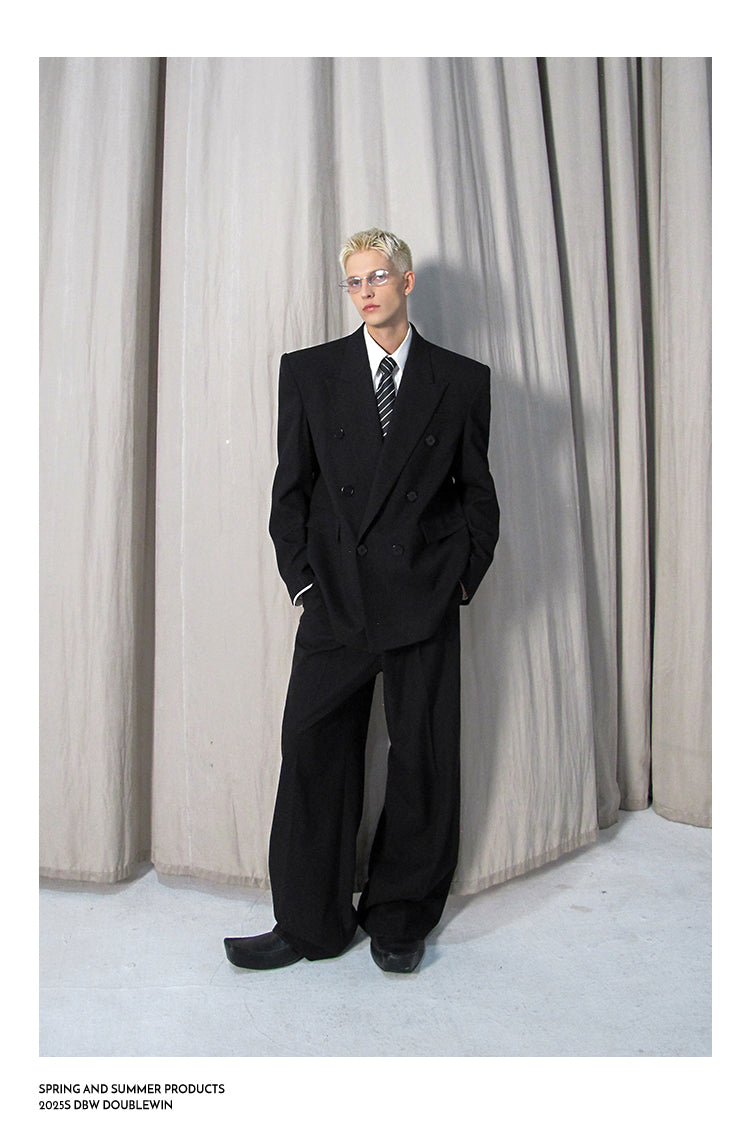 High-Quality Wool Blend Black Suit