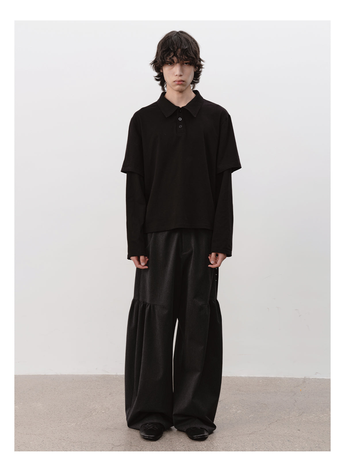 Fake Two-Piece Wide Polo Shirt