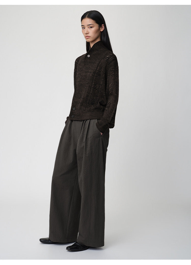 3D Cut A-Line Wide-Leg Pants