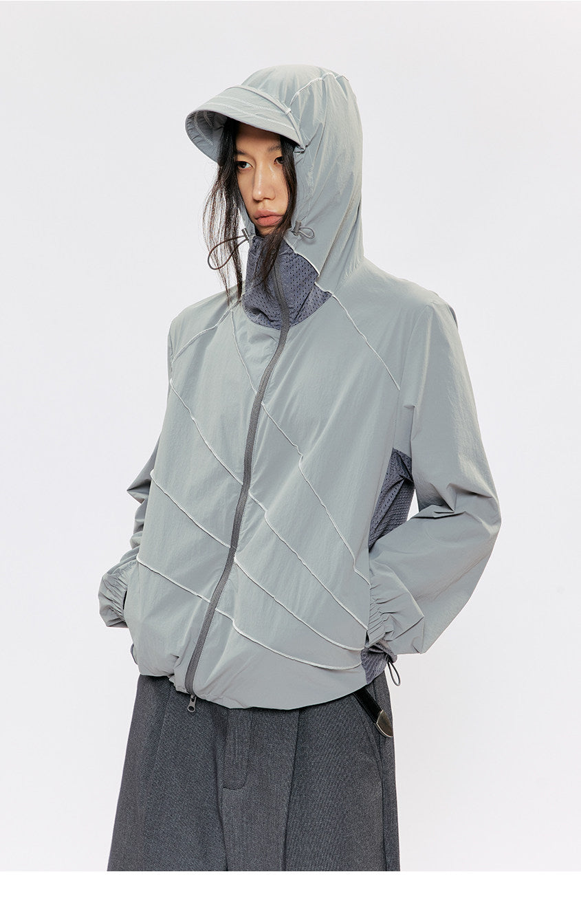 Diagonal-Zip Sunshade Jacket