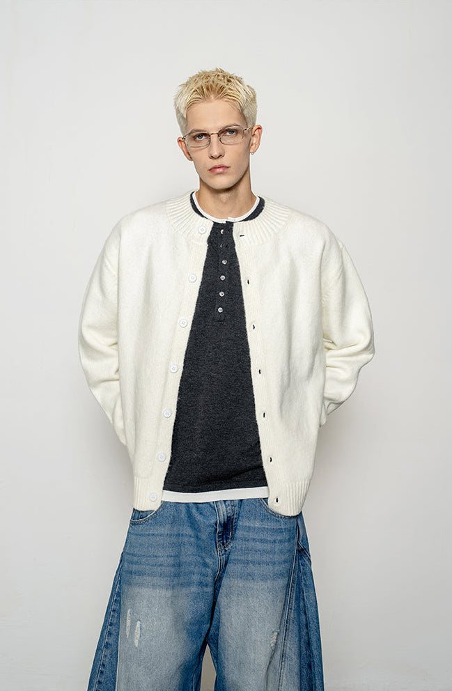 Round Neck Knit Cardigan