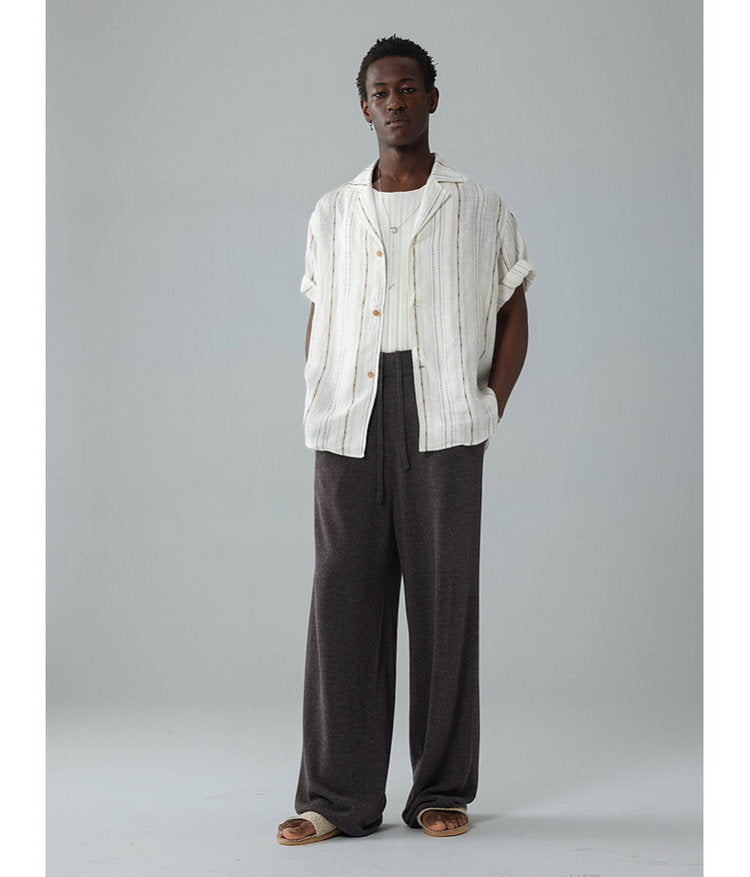 Jacquard-Woven Shirt with Cuban Collar