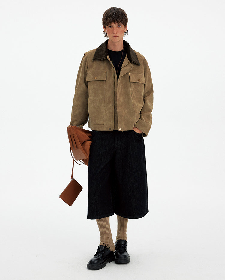 Unisex Corduroy Collar Jacket