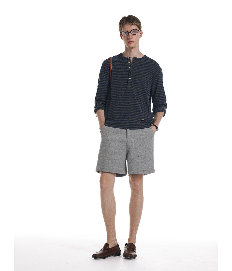 Striped Henley Collar T-Shirt