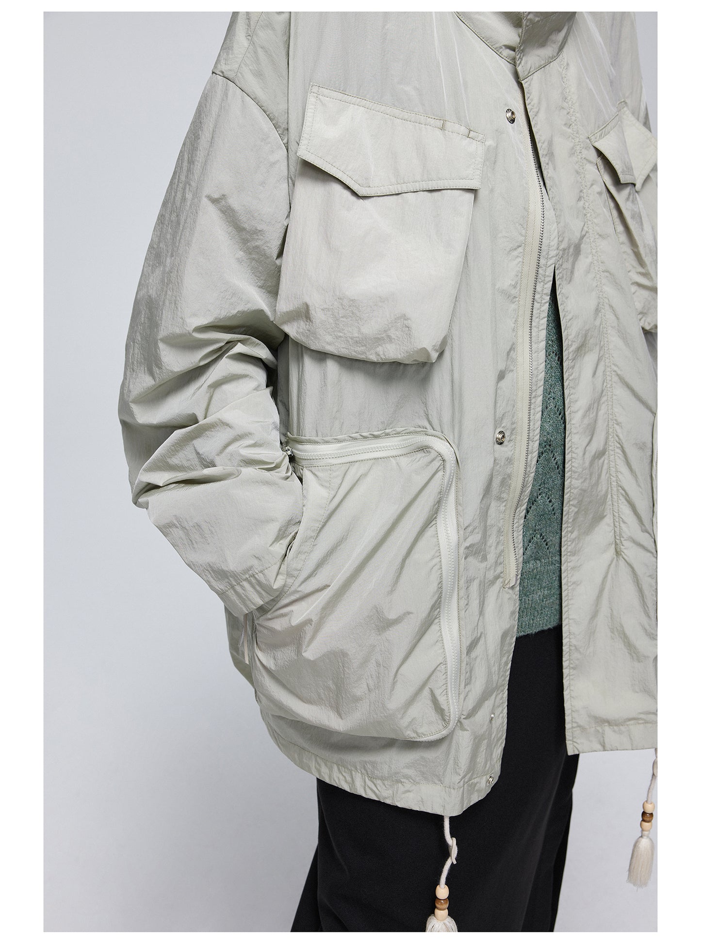 Nylon mid-length jacket