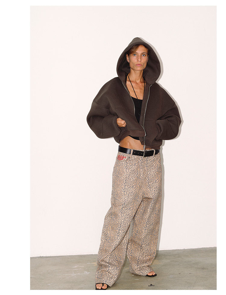 Gradient Leopard Print Baggy Pants