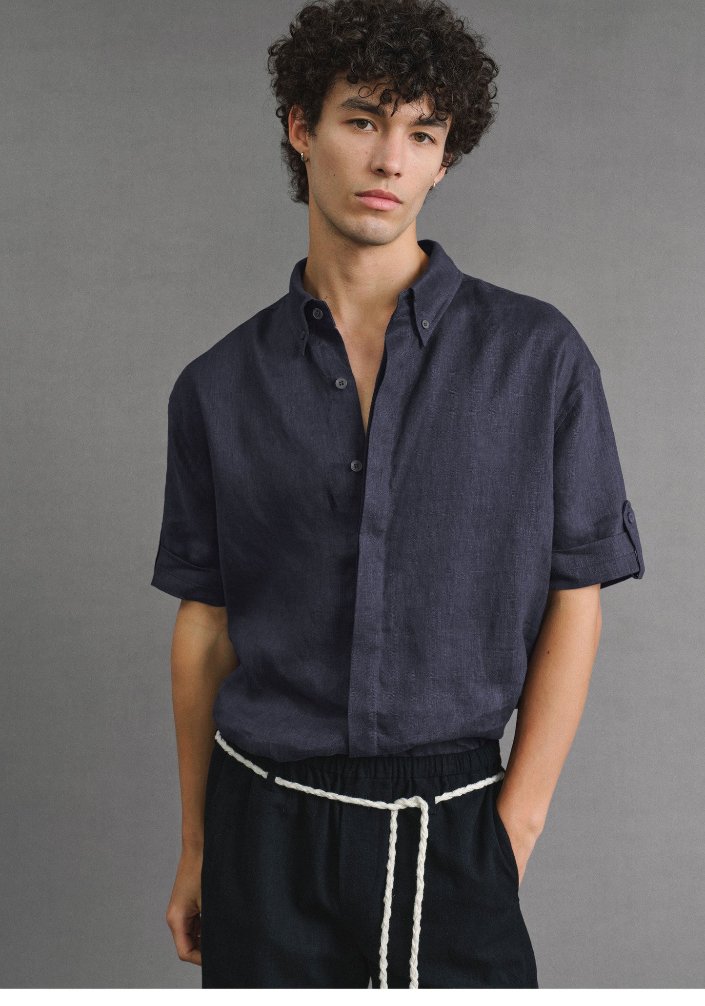 Basic Shirt with Roll-Up Sleeves