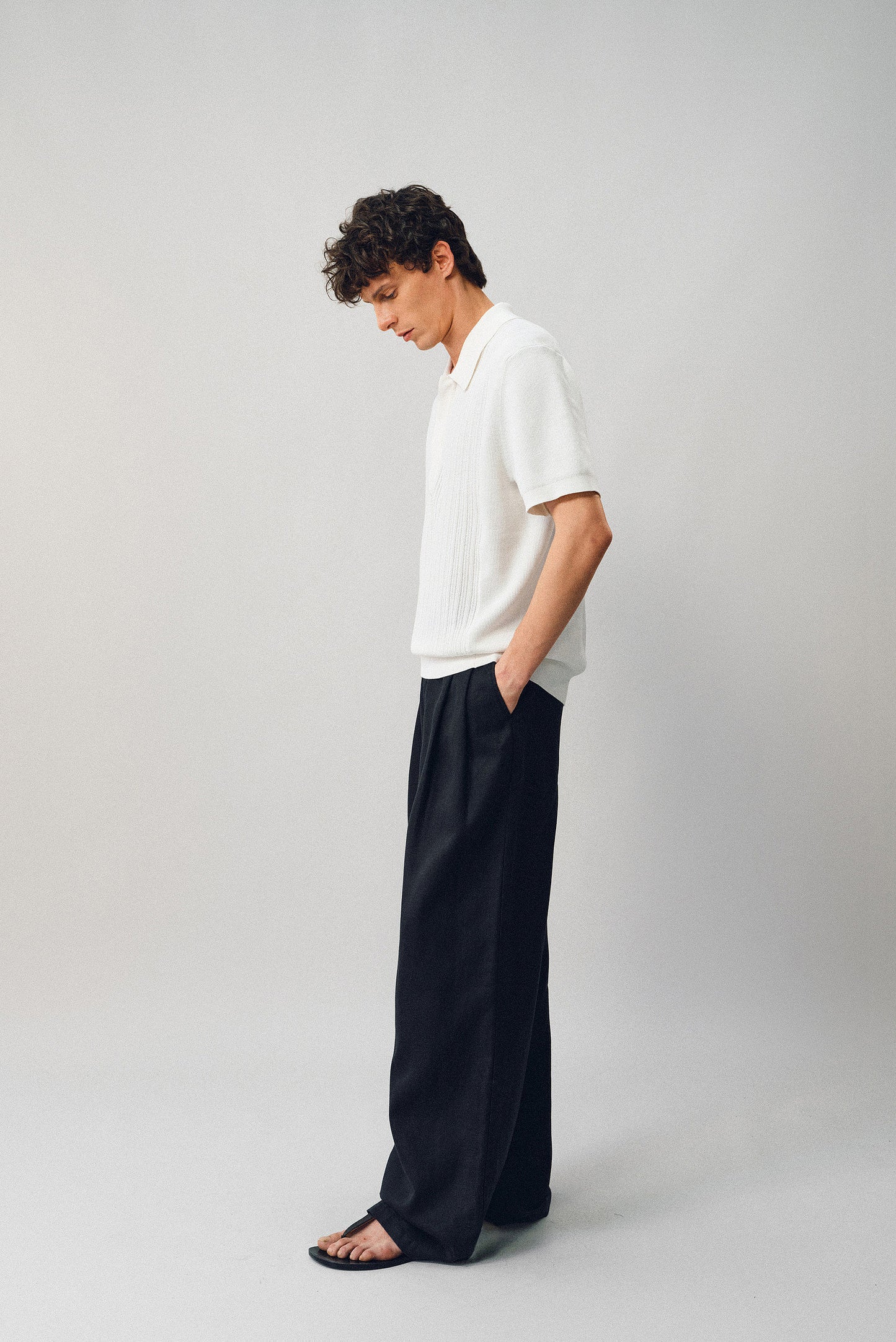 Jacquard-woven polo shirt with a hidden placket