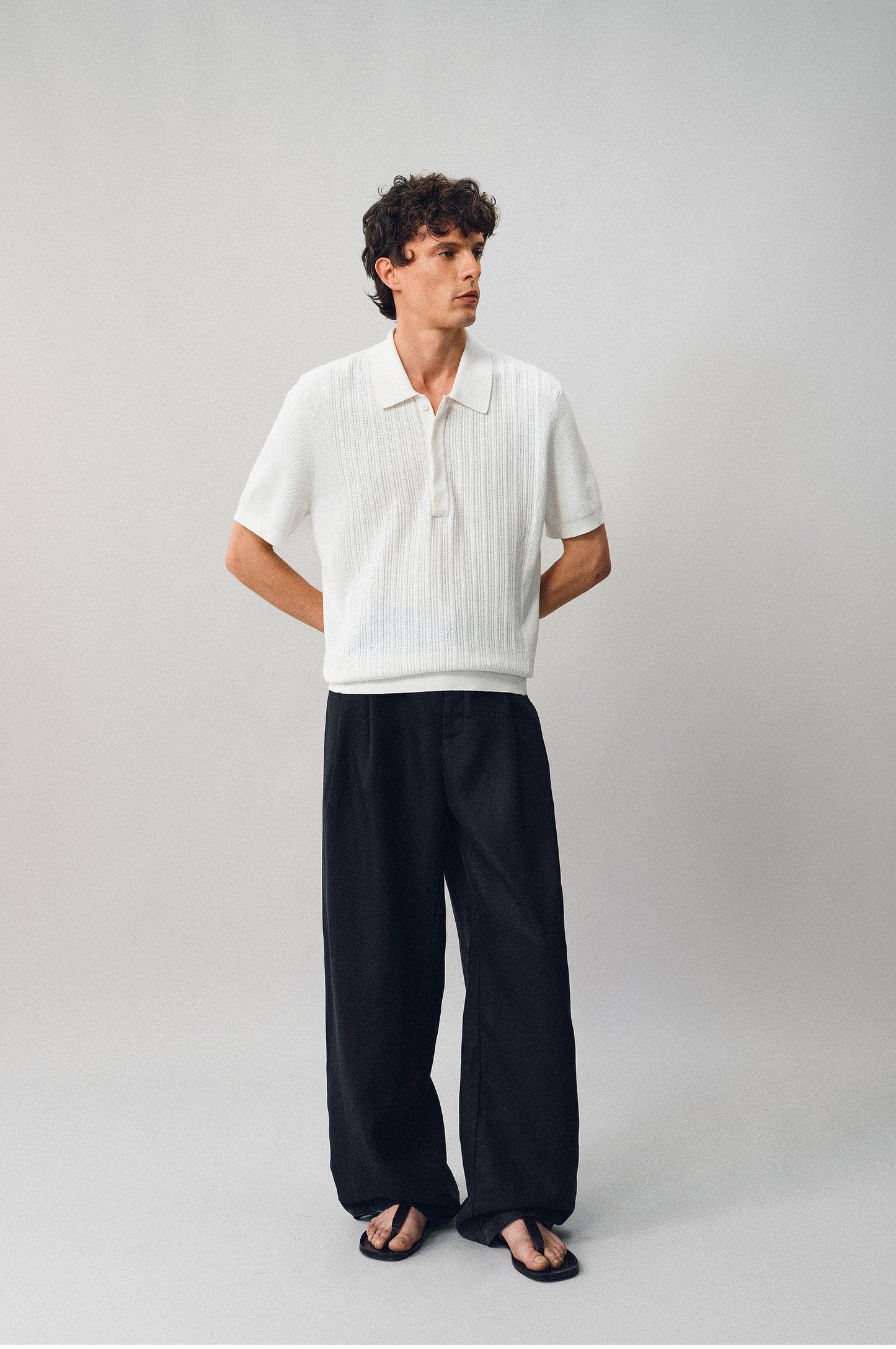 Jacquard-woven polo shirt with a hidden placket