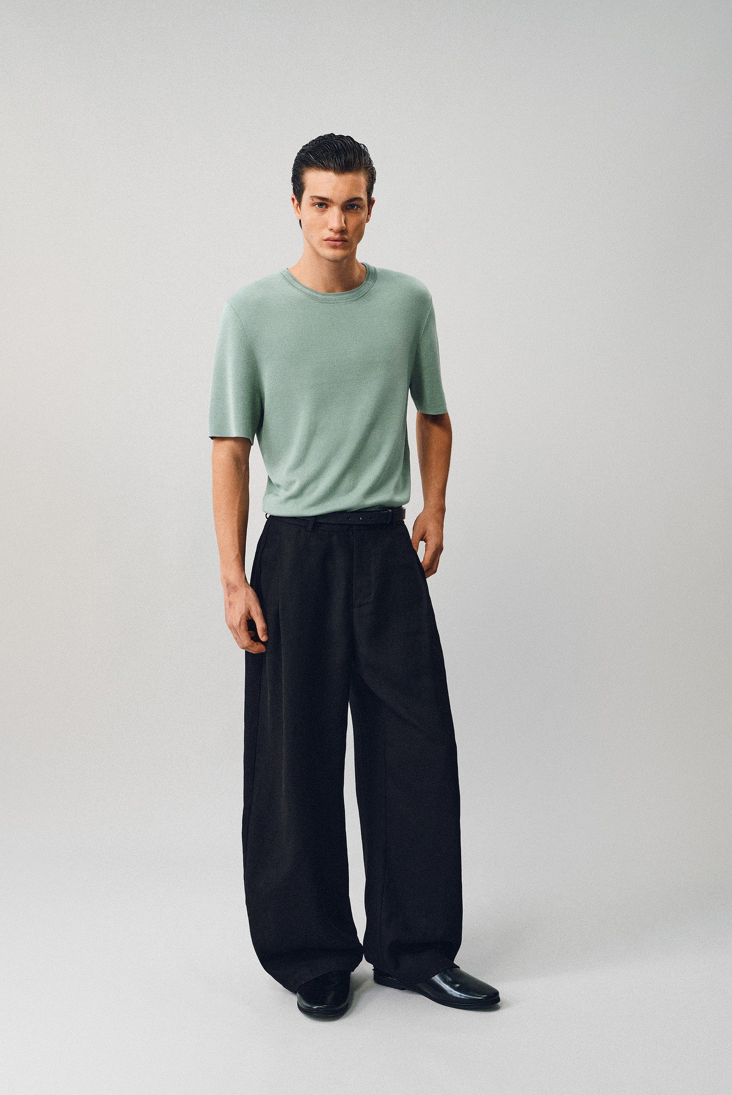 Twist-neck Knit Shirt