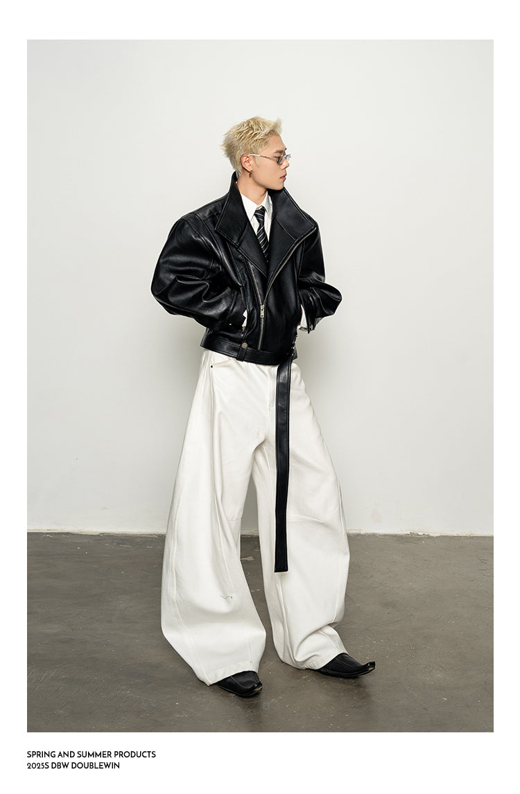Shoulder-Waist Leather Jacket