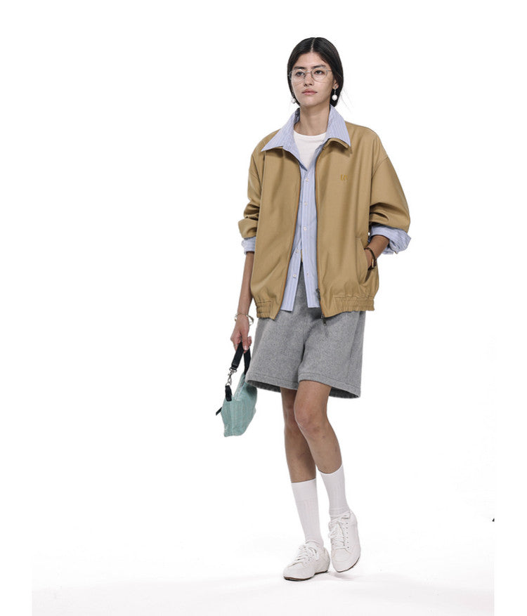 Faux Two-Piece Striped Patchwork Short Jacket