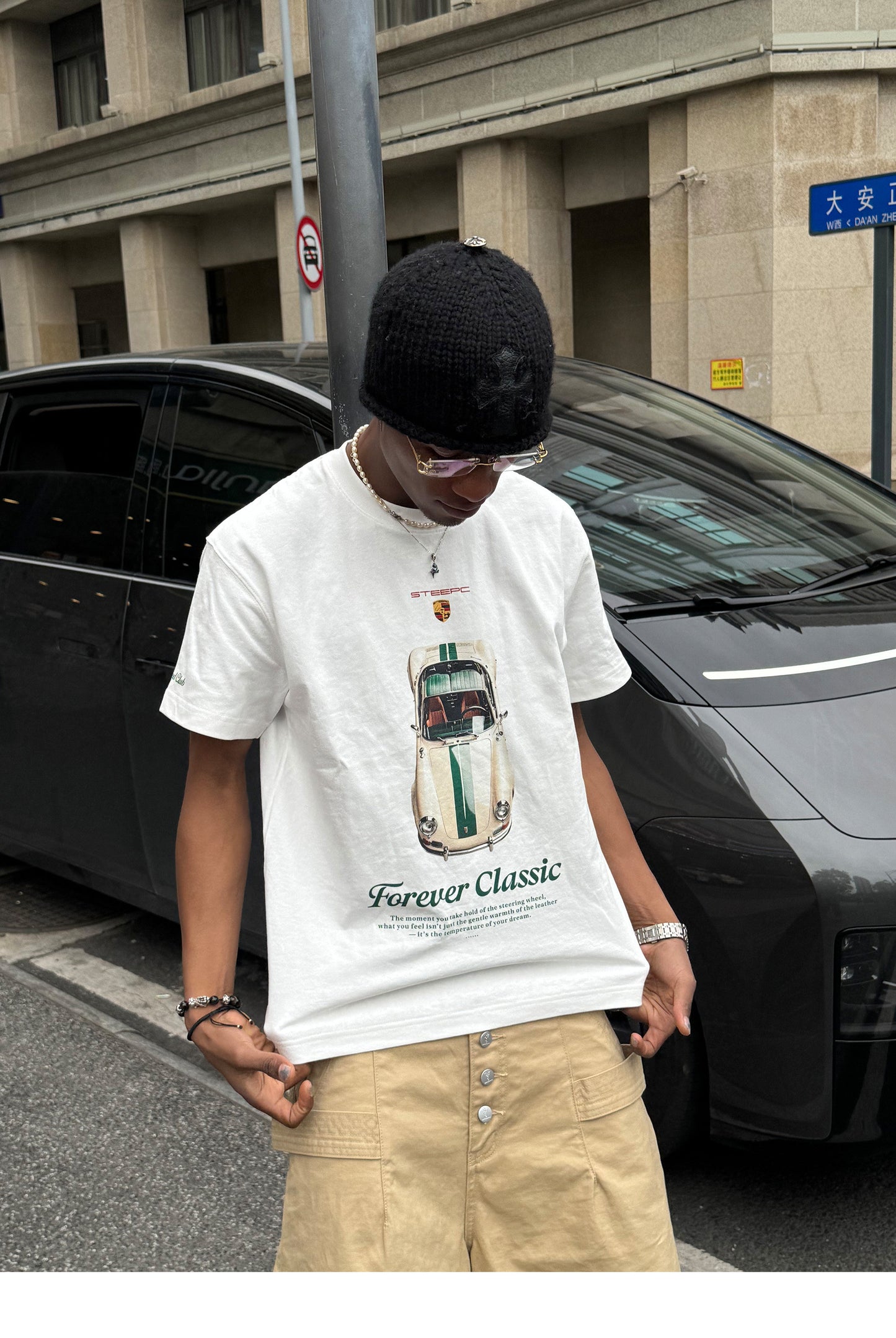Digital Print Round-Neck Loose-Fit T-Shirt