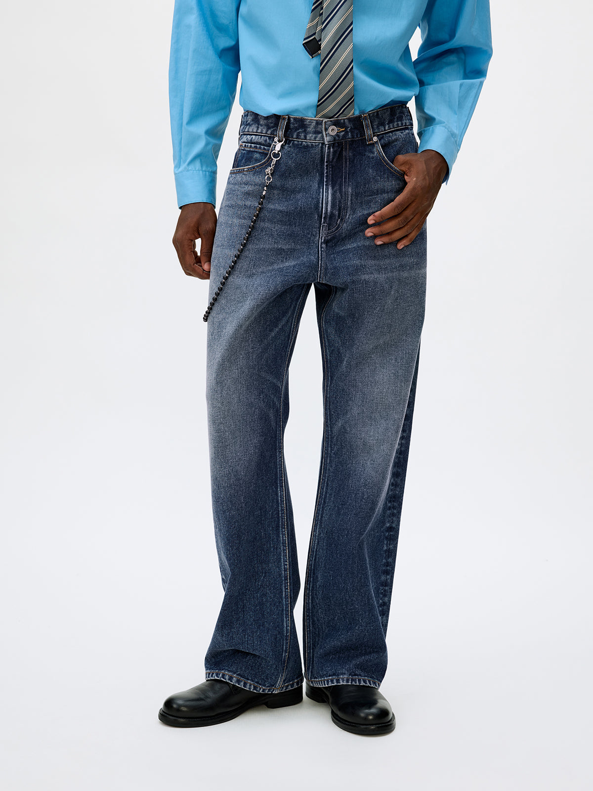 Cotton Twill Straight Leg Jeans