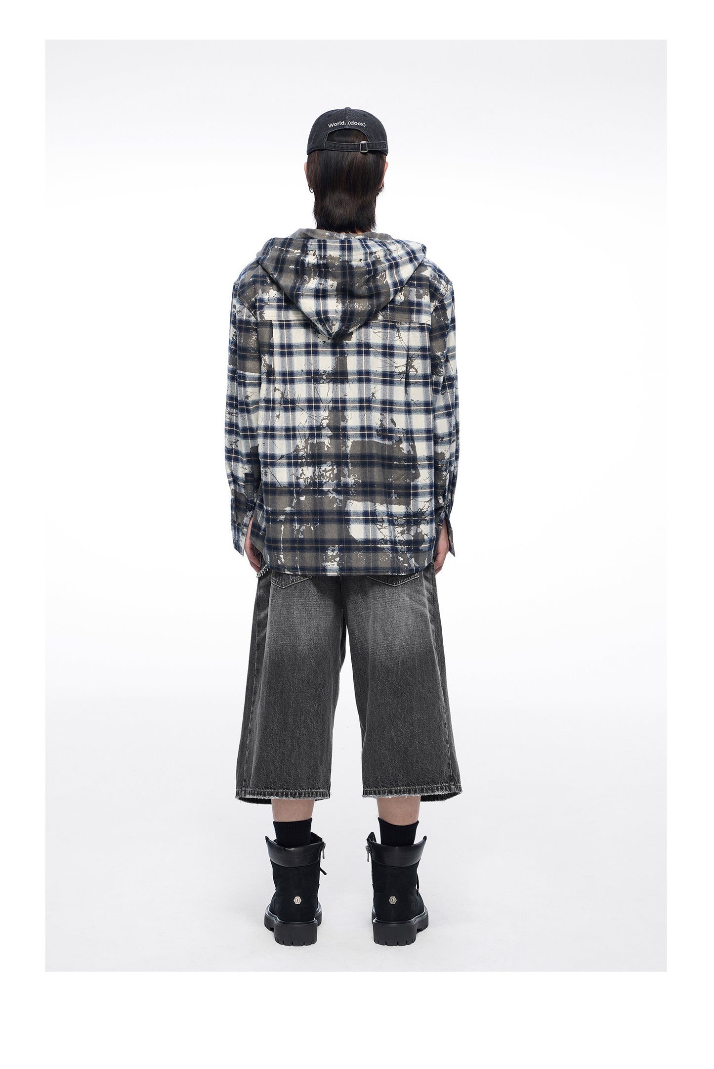 Plaid Splash Hooded Shirt