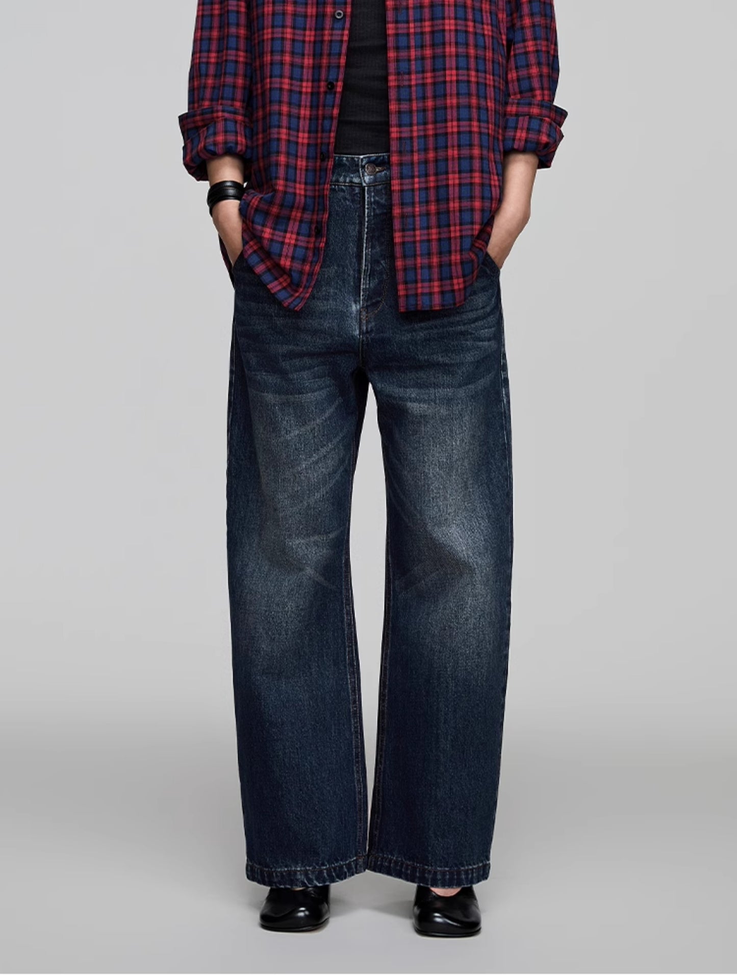 Washed Straight Denim Pants