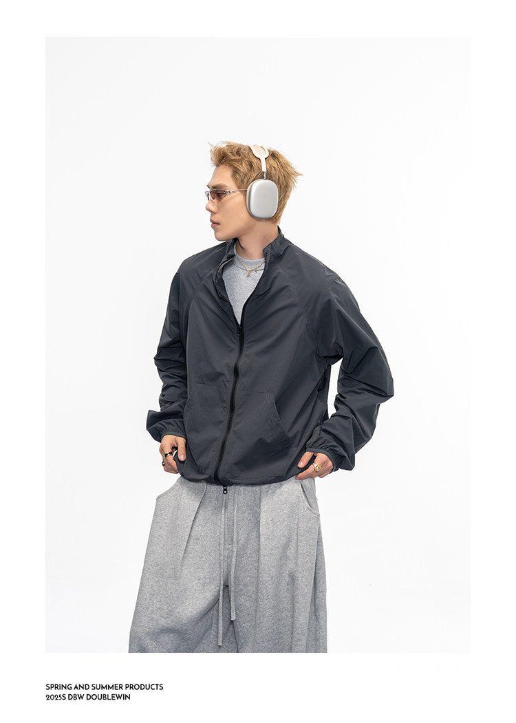 Lightweight Stand-Collar UV-Protective Short Jacket