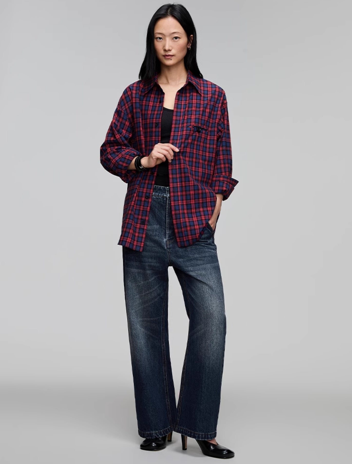 Washed Straight Denim Pants