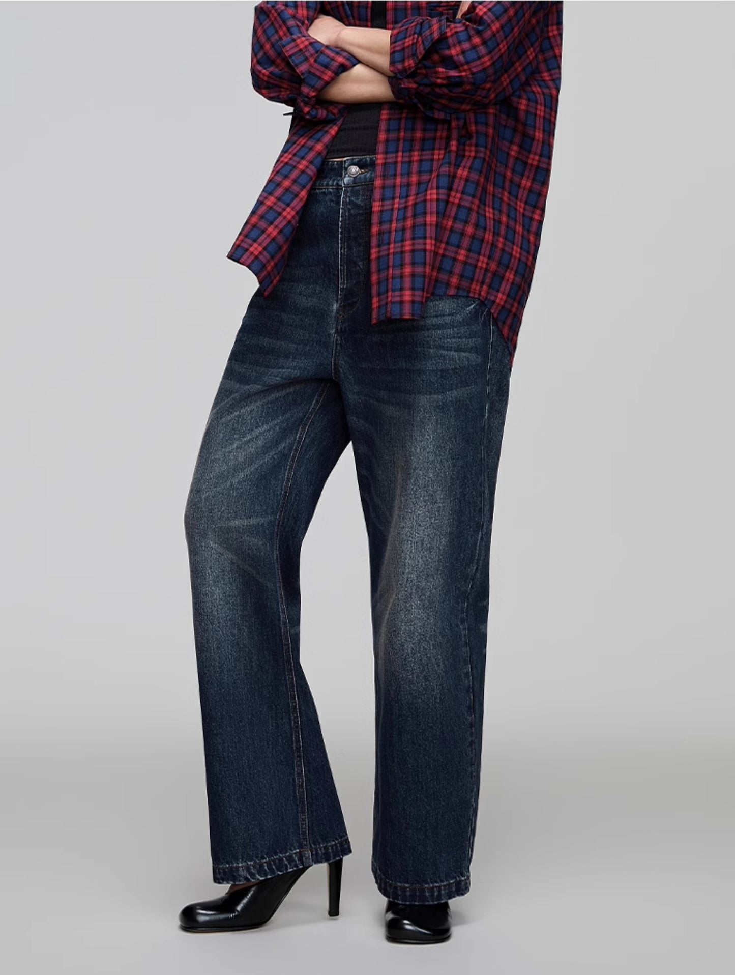 Washed Straight Denim Pants