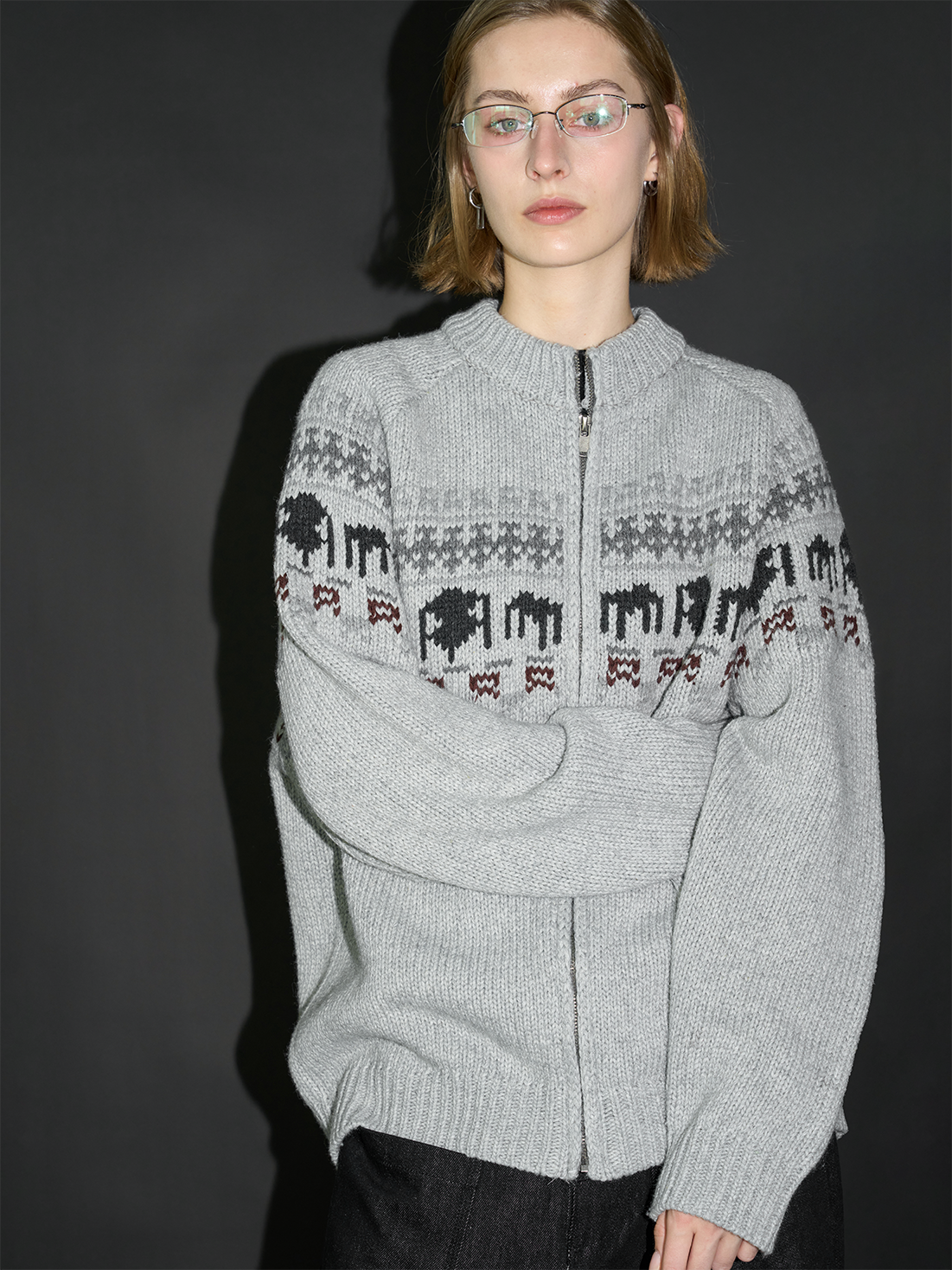 Loose Zip-Up Cardigan