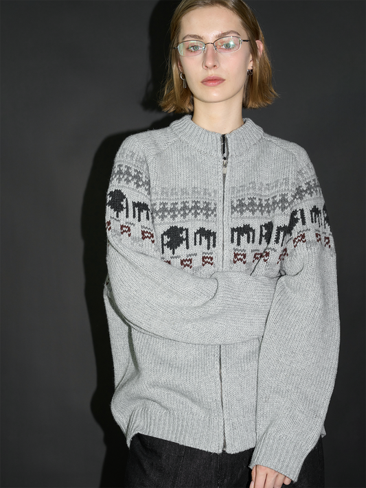 Loose Zip-Up Cardigan