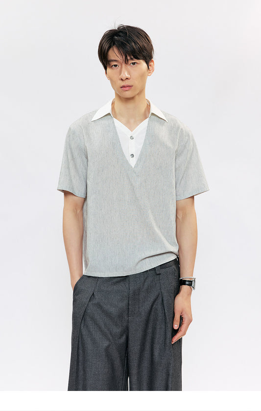 Linen V-Neck Casual Shirt