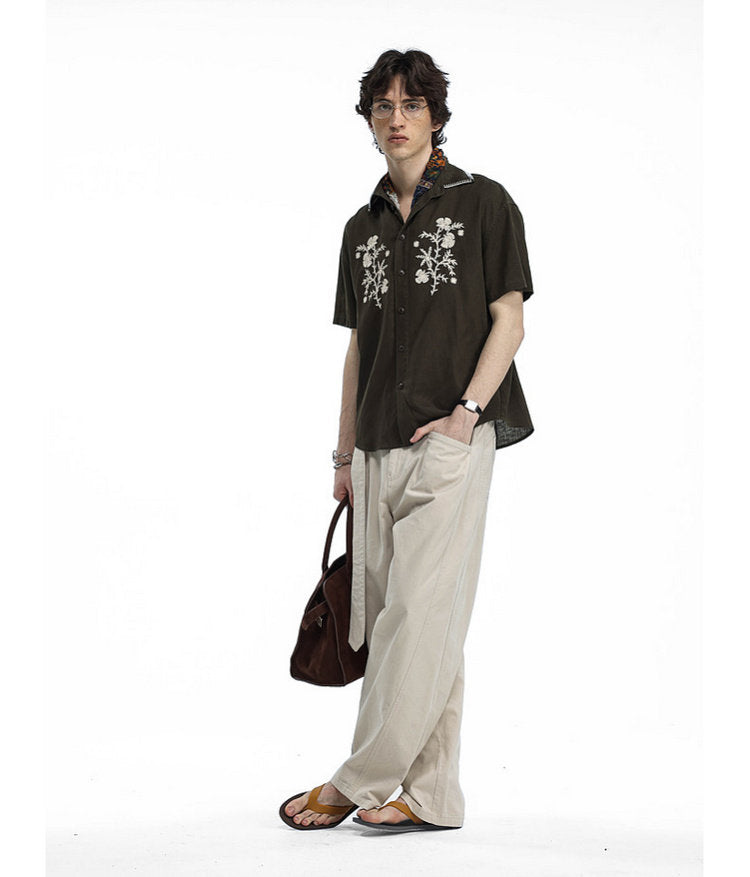 Vintage Floral Embroidered Shirt