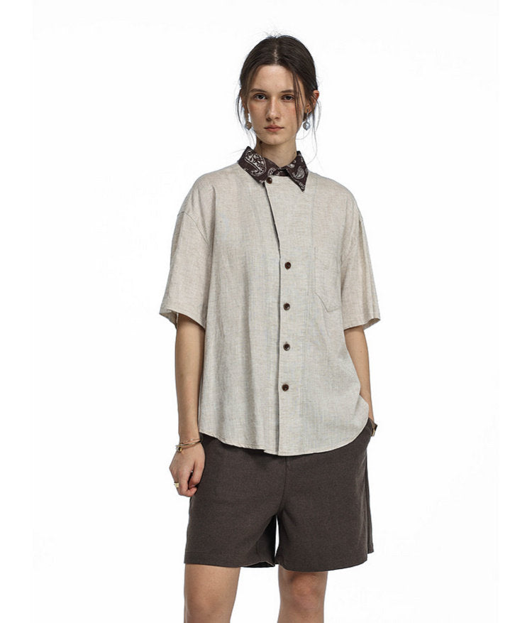 Faux Two-Piece Double-Placket Shirt