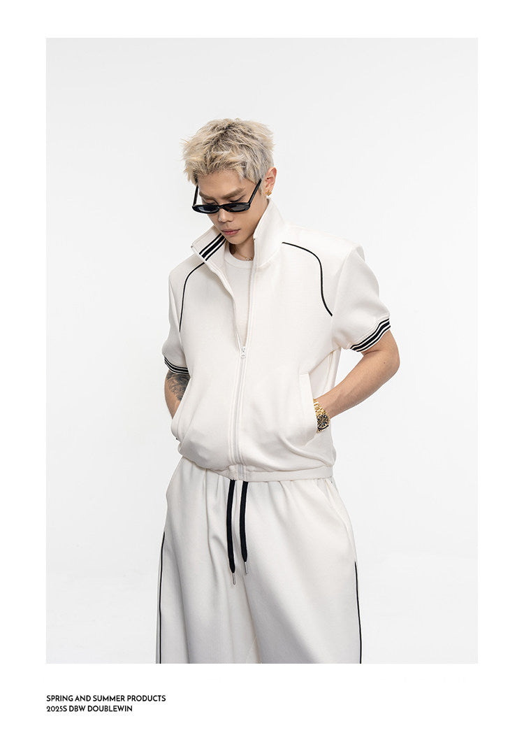 Air Layer Contrast Silhouette Jacket Set