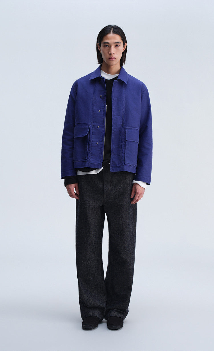 Casual Jacket with Stand-Up Collar and Patch Pockets