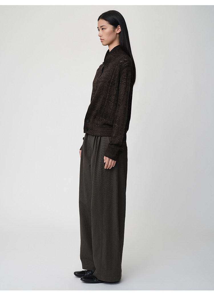 3D Cut A-Line Wide-Leg Pants