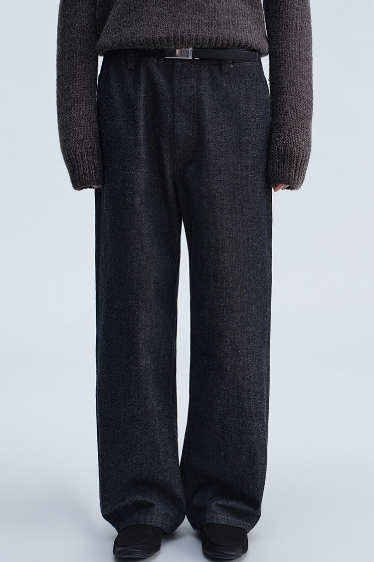 Loose-Fit Straight-Leg Casual Denim Pants