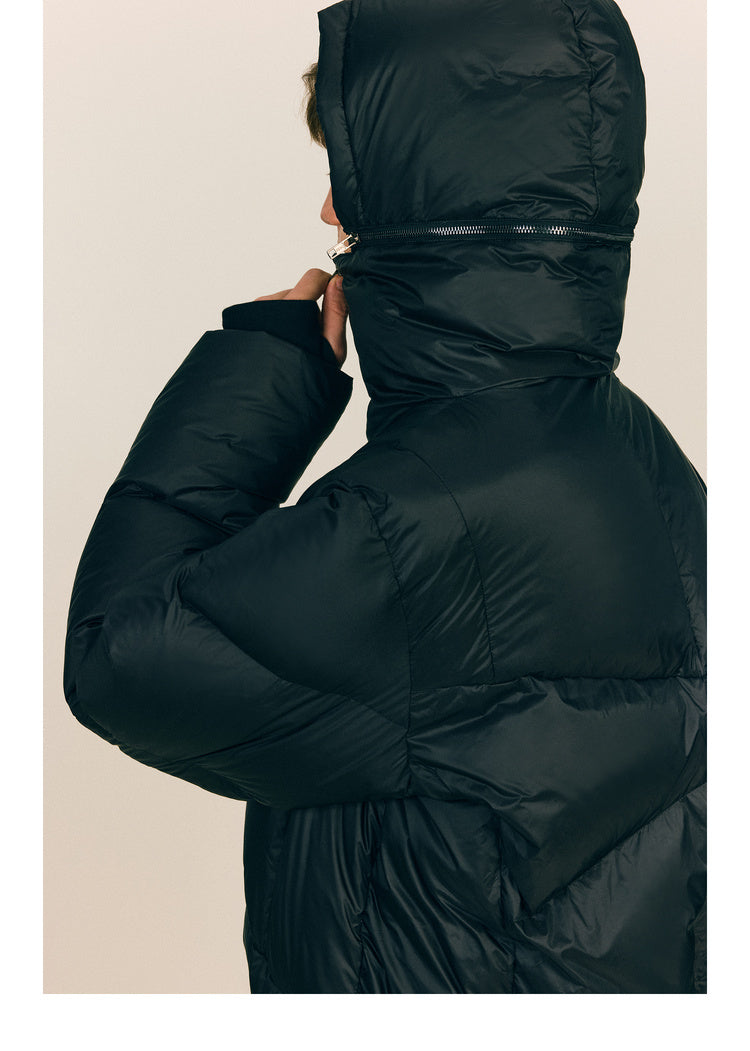 Down jacket with detachable hood