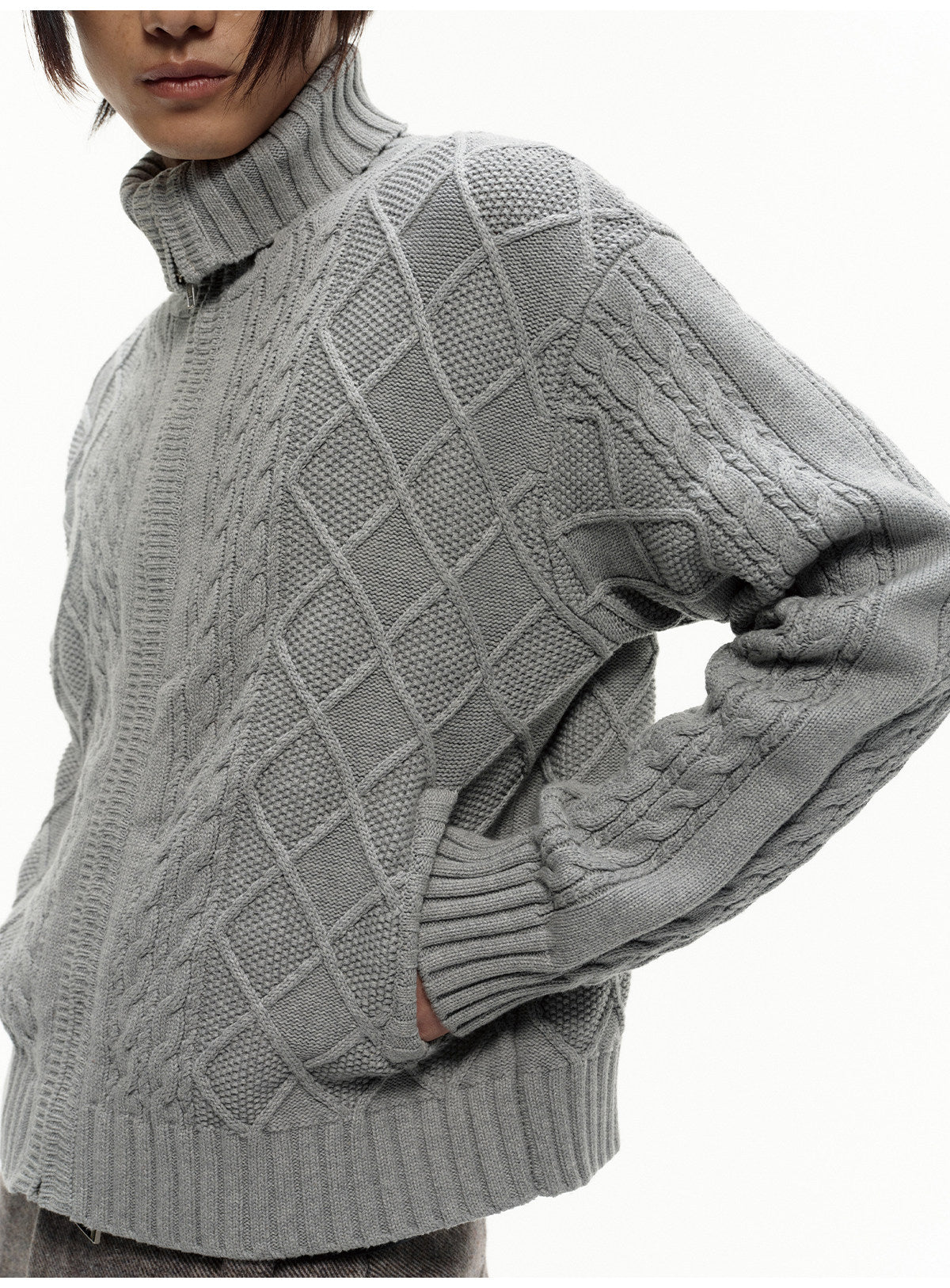 Cable Knit Pattern Cardigan