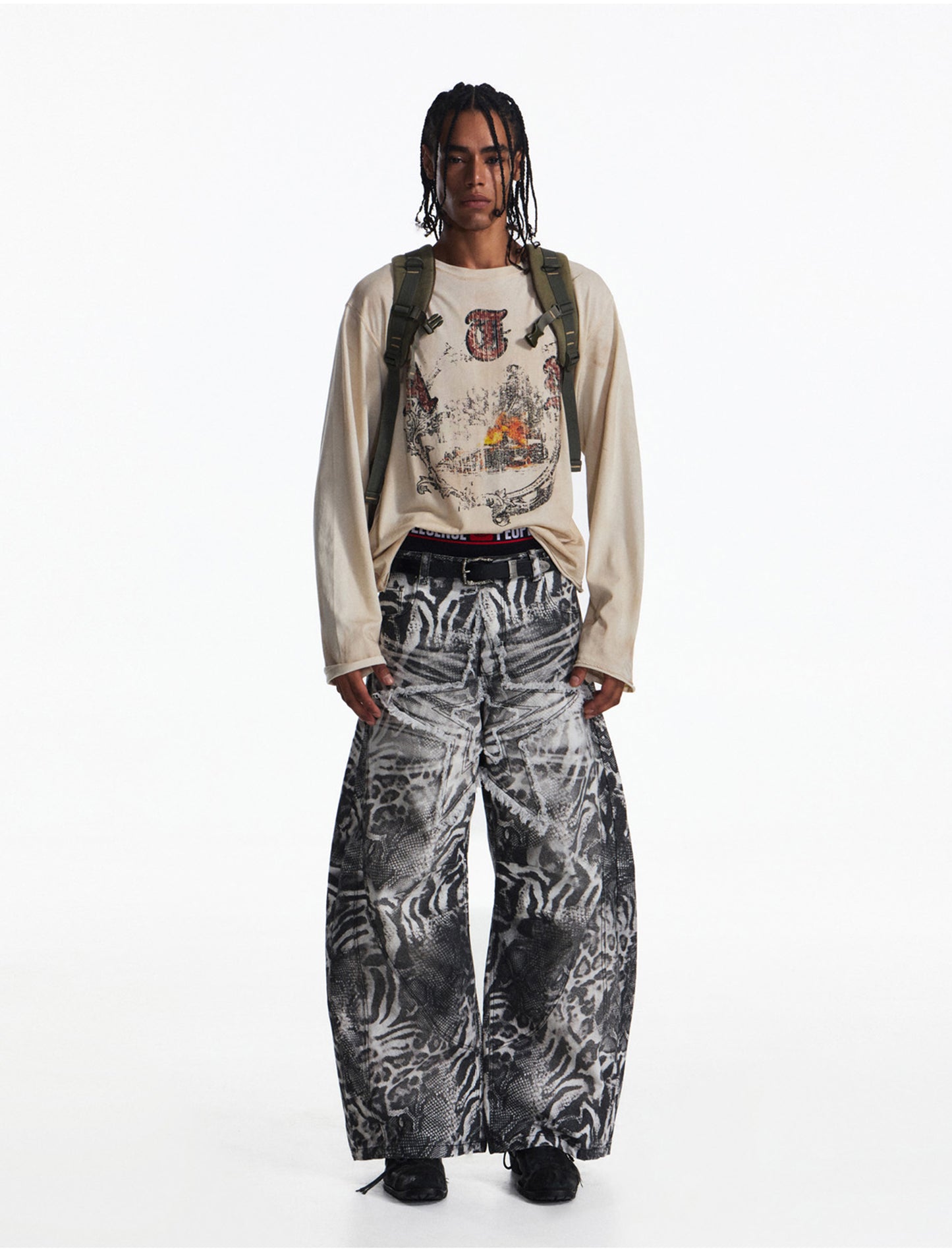 Retro-Style Distressed Print T-Shirt