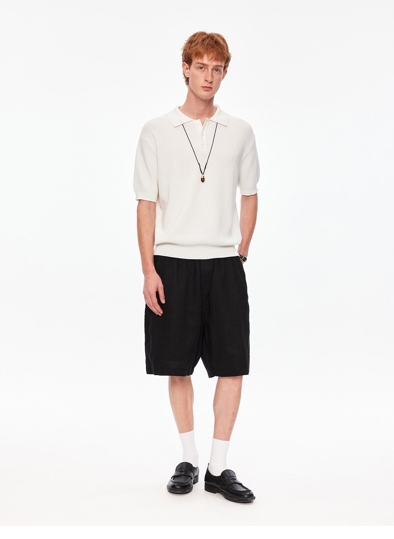 Waffle-Knit Polo Shirt