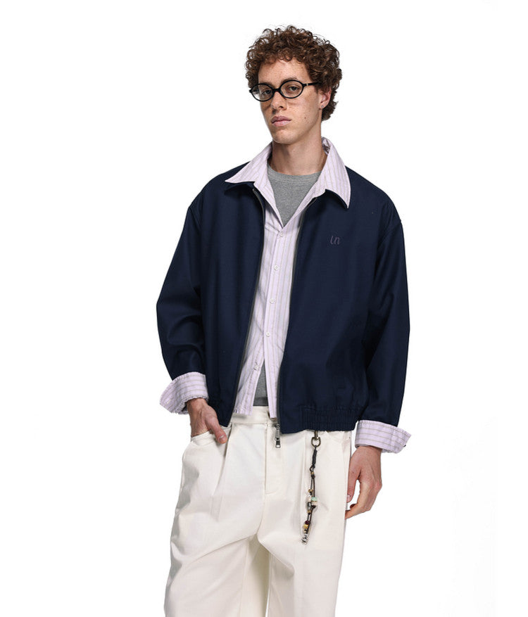 Faux Two-Piece Striped Patchwork Short Jacket