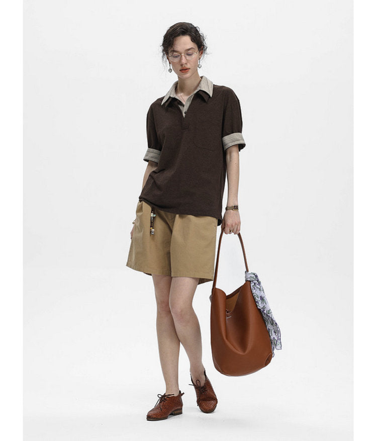 Faux Two-Piece Pocket-Stripe Polo Shirt