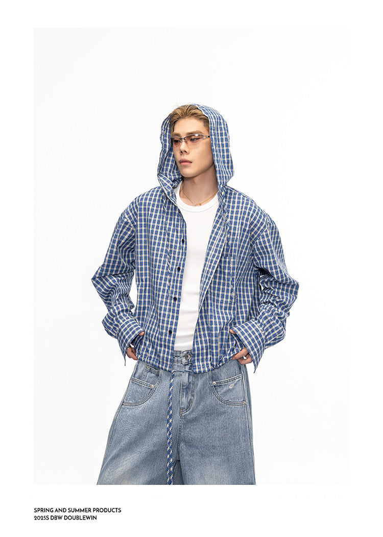 Vintage Lightweight Checkered Hooded Shirt