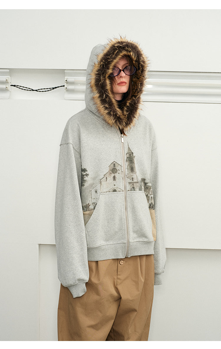 Sweatshirt with detachable collar hood