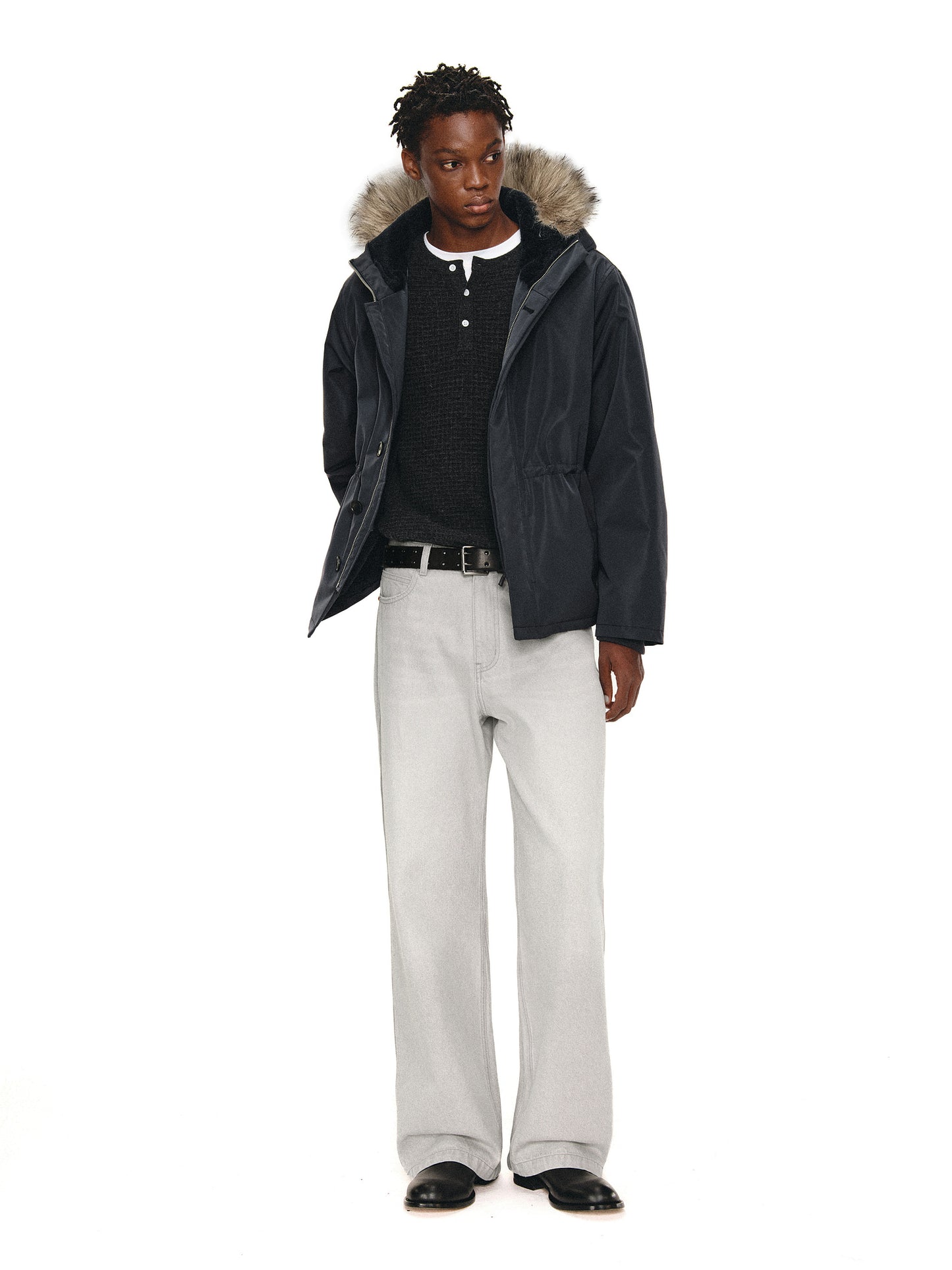 Water-repellent fur collar jacket