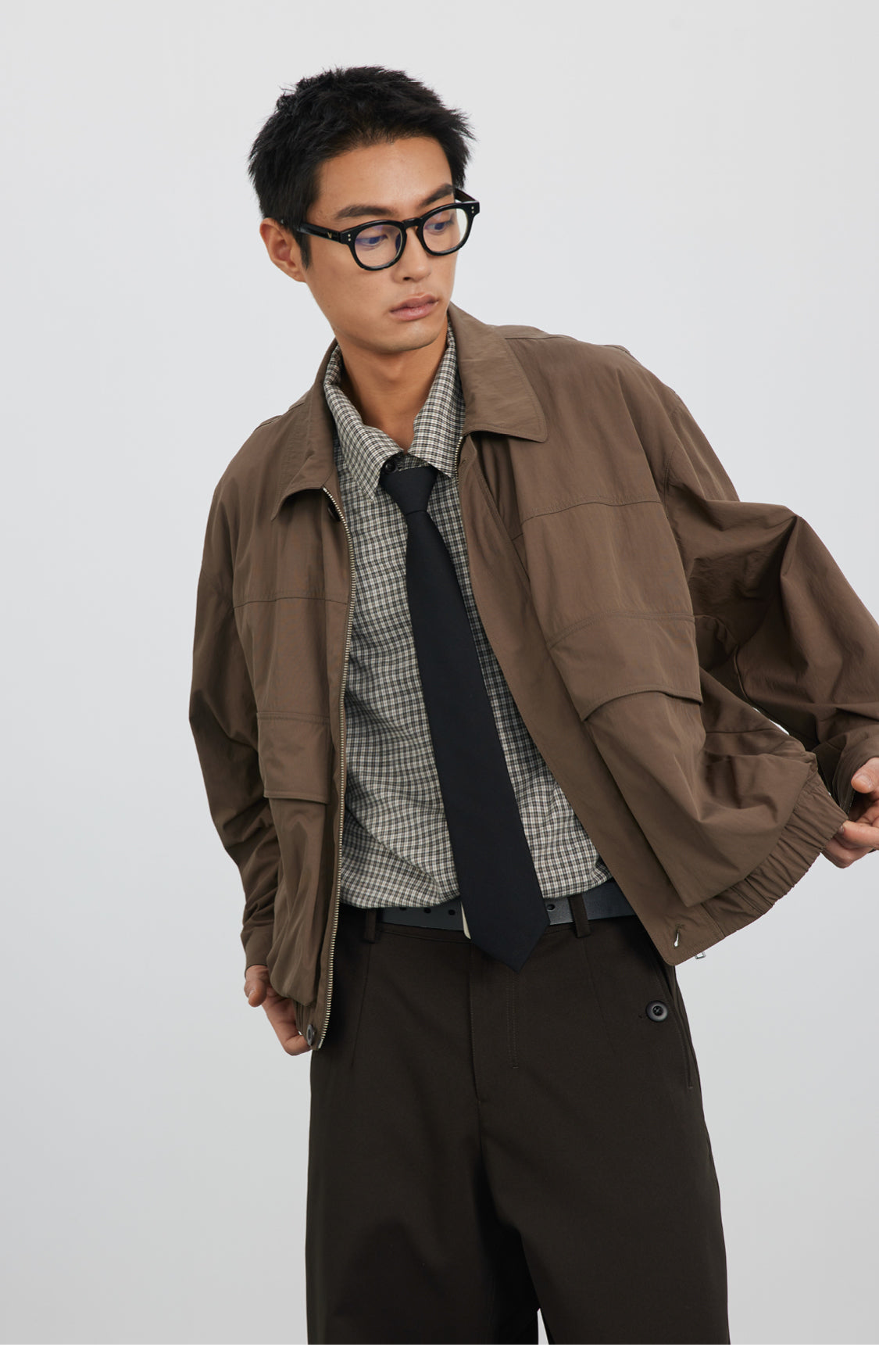 Straight Button Retro Fine Check Shirt